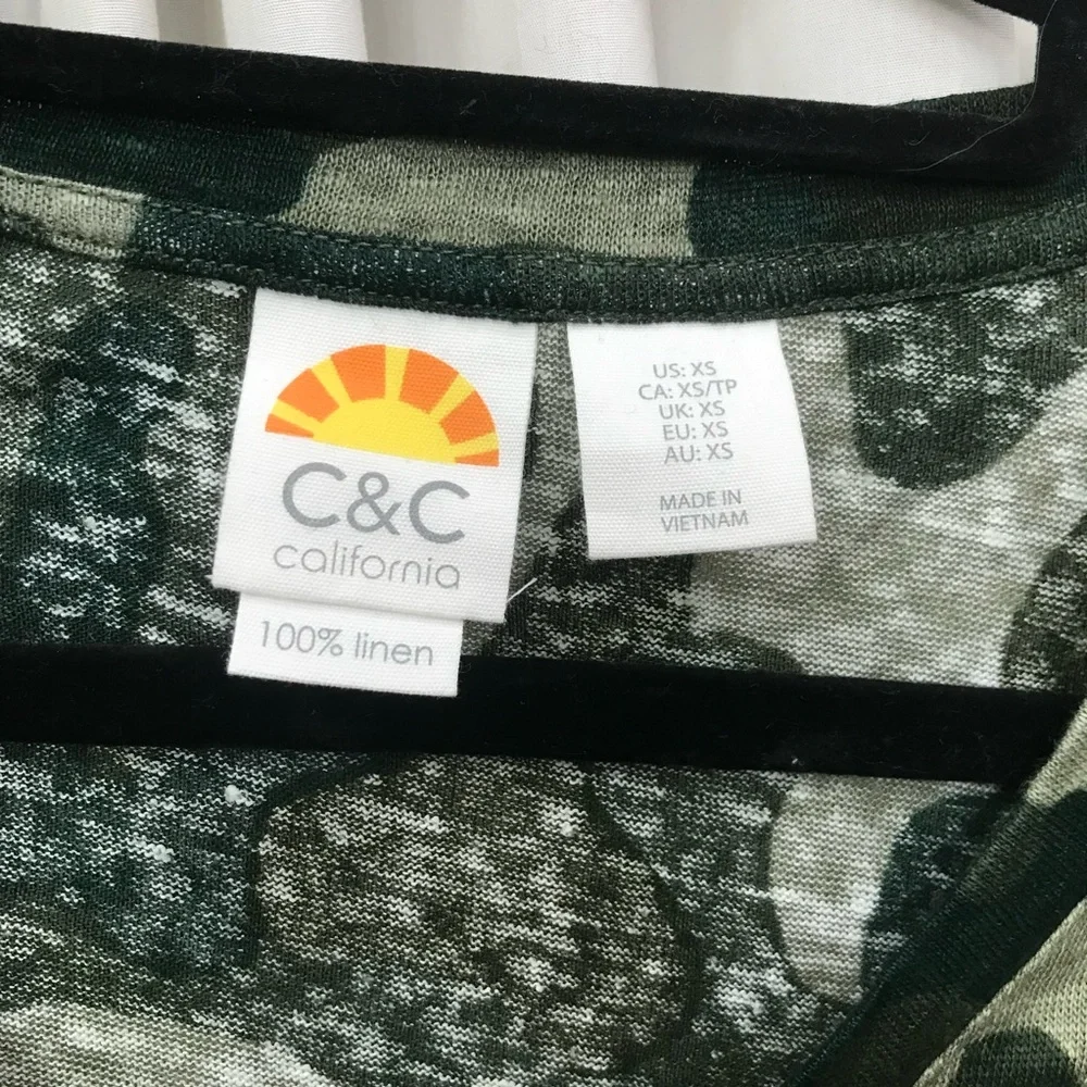 100% Linen Tee Camo Pattern ladies XS
